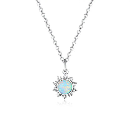 Sterling Silver Opal Sun Necklace