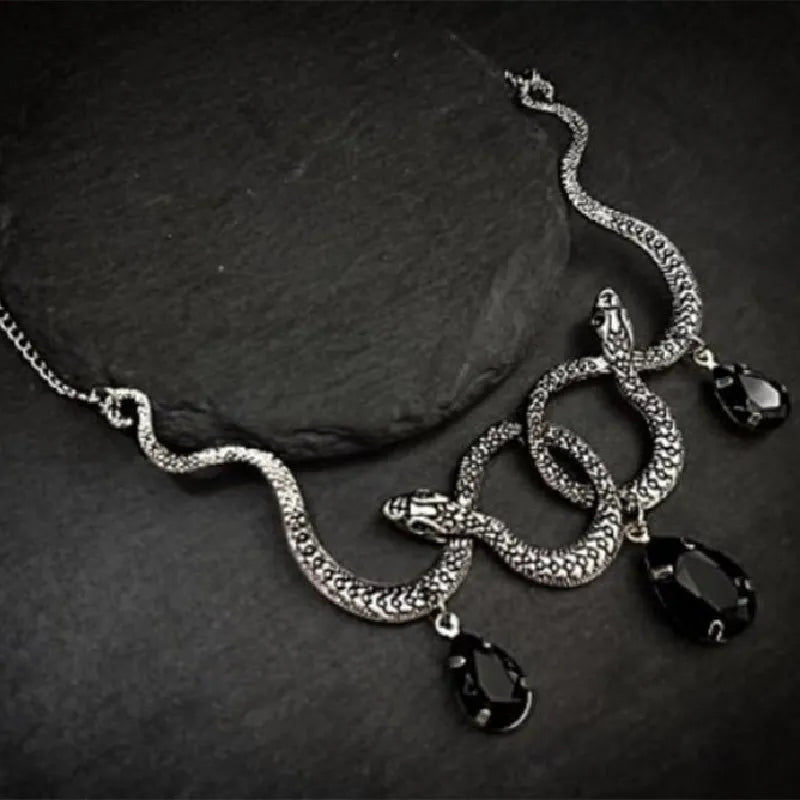 Entwined Snakes Waterdrop Necklace