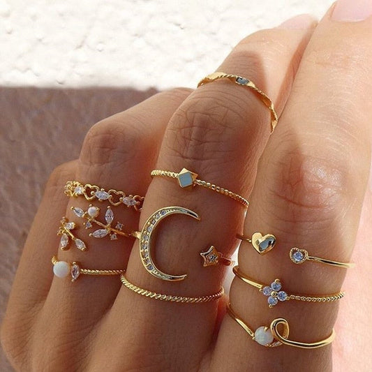 10-pack Silver and Gold Plated Rings