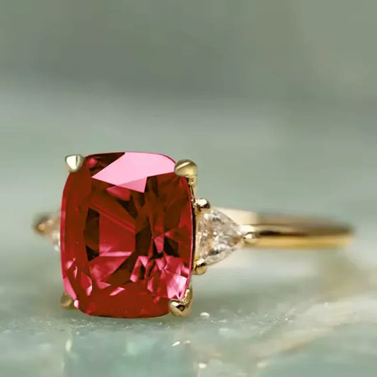 Josephine | Gold Ring With Red Zircon