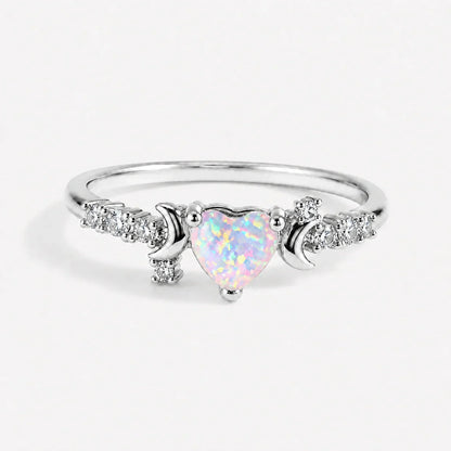 Moon Goddess Embrace Opal Heart Ring