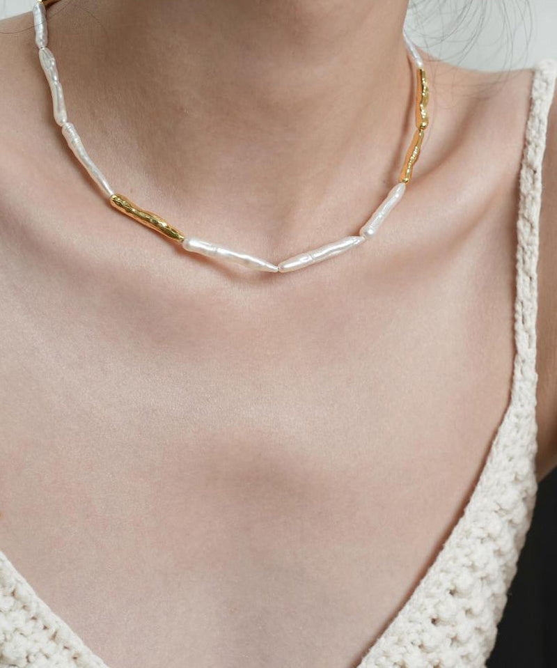 Modern Colorblock Alloy Pearl Princess Necklace Wo013