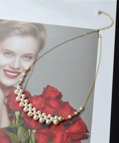 Modern Gold Copper Alloy Pearl Princess Necklace Yi033