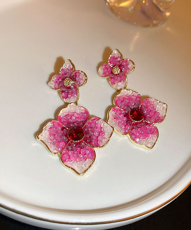 Modern Rose Gradient Color Alloy Zircon Drop Earrings Gh1013