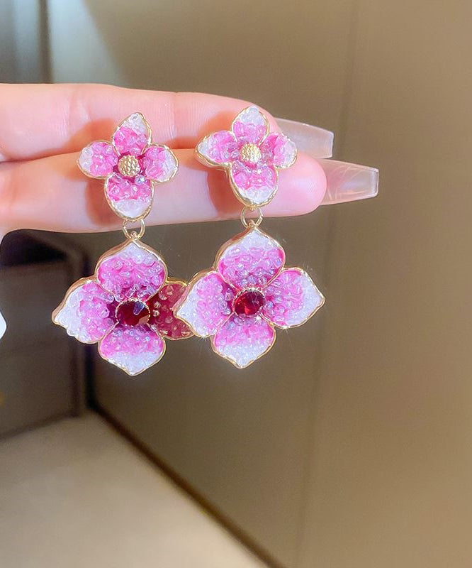 Modern Rose Gradient Color Alloy Zircon Drop Earrings Gh1013