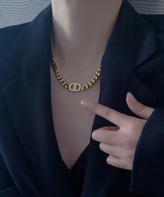 New European American Gold Thick Chain Silver Necklace