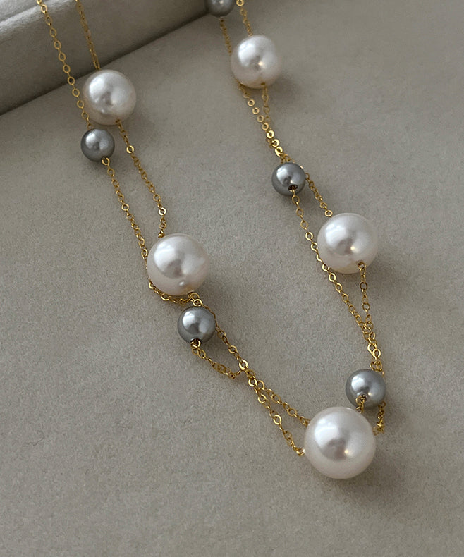 New Pearl 14k Gold Layered Light Necklace