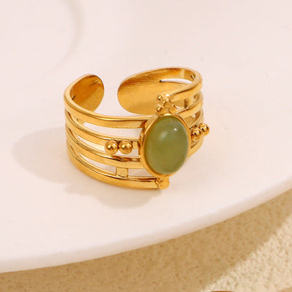Leeba Layered Stone Open Ring