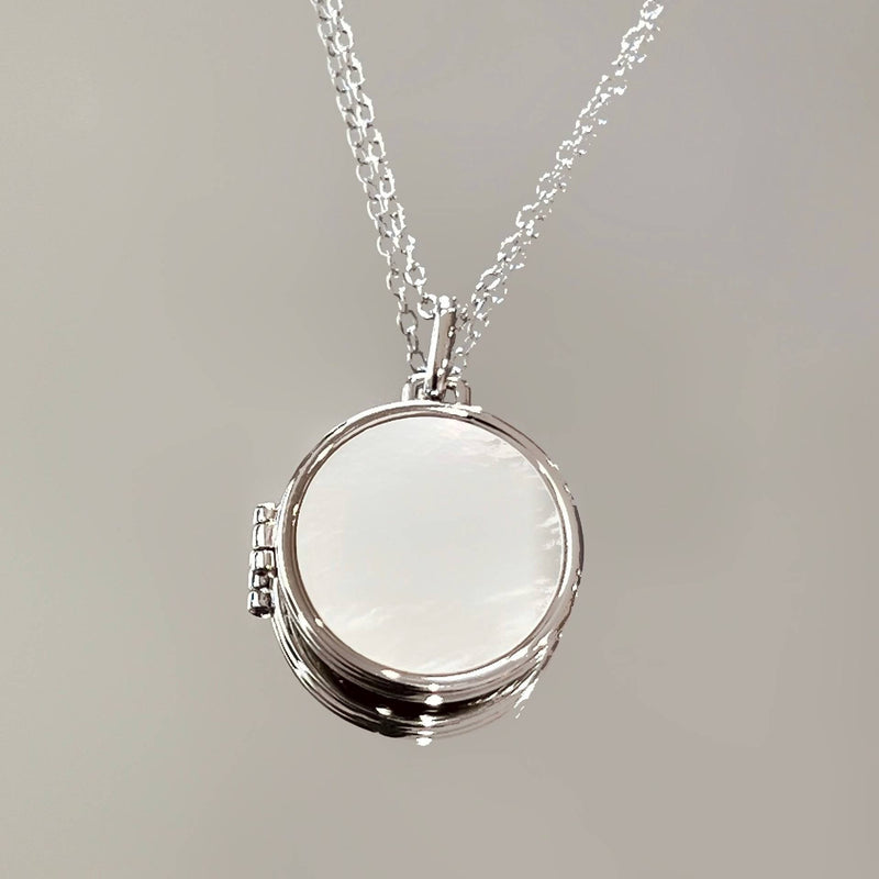 Shell Inlay Locket Pendant Necklace