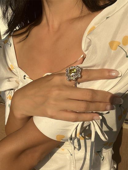 Rena Golden Zircon Crystal Ring