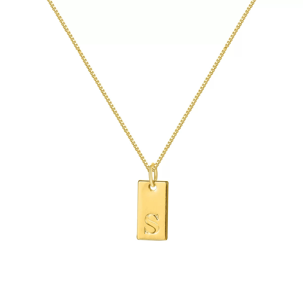 Initial Pendant Box Chain Necklace