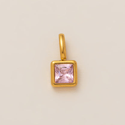 Lotus Birthstone Cube Necklace