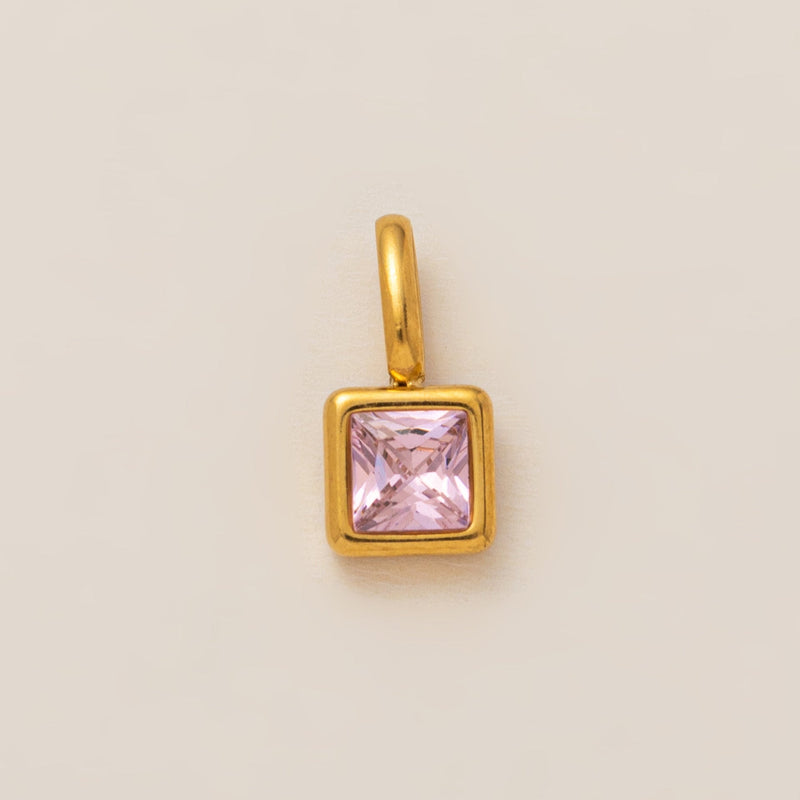 Lotus Birthstone Cube Necklace