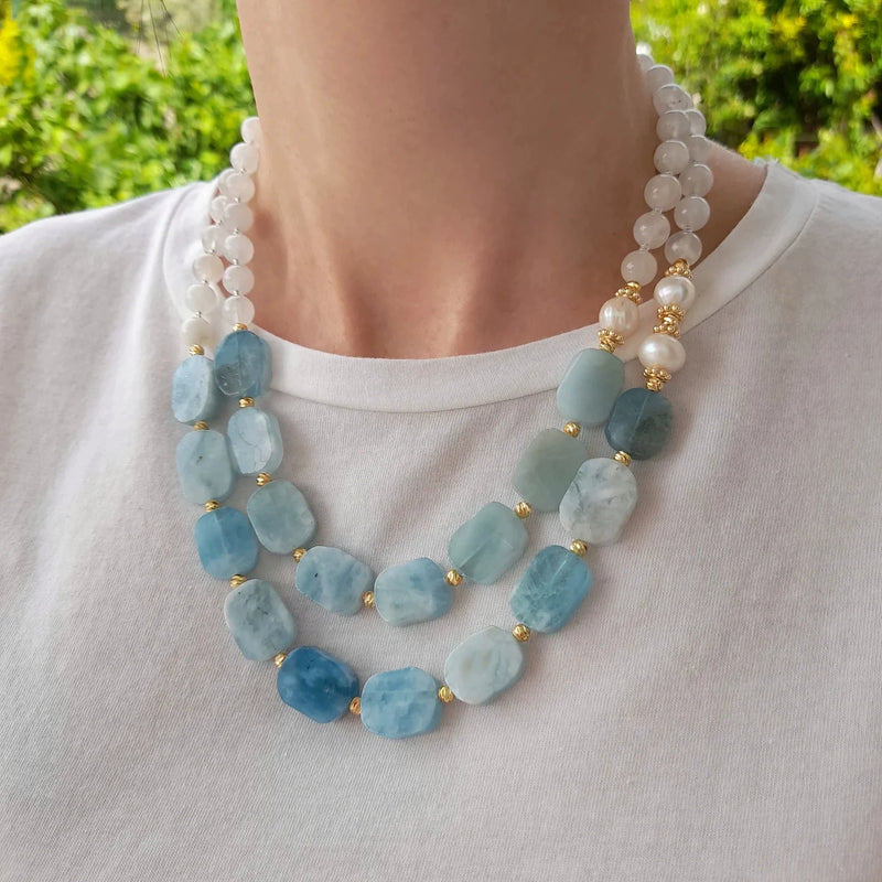 Aquamarine Double Strand Necklace