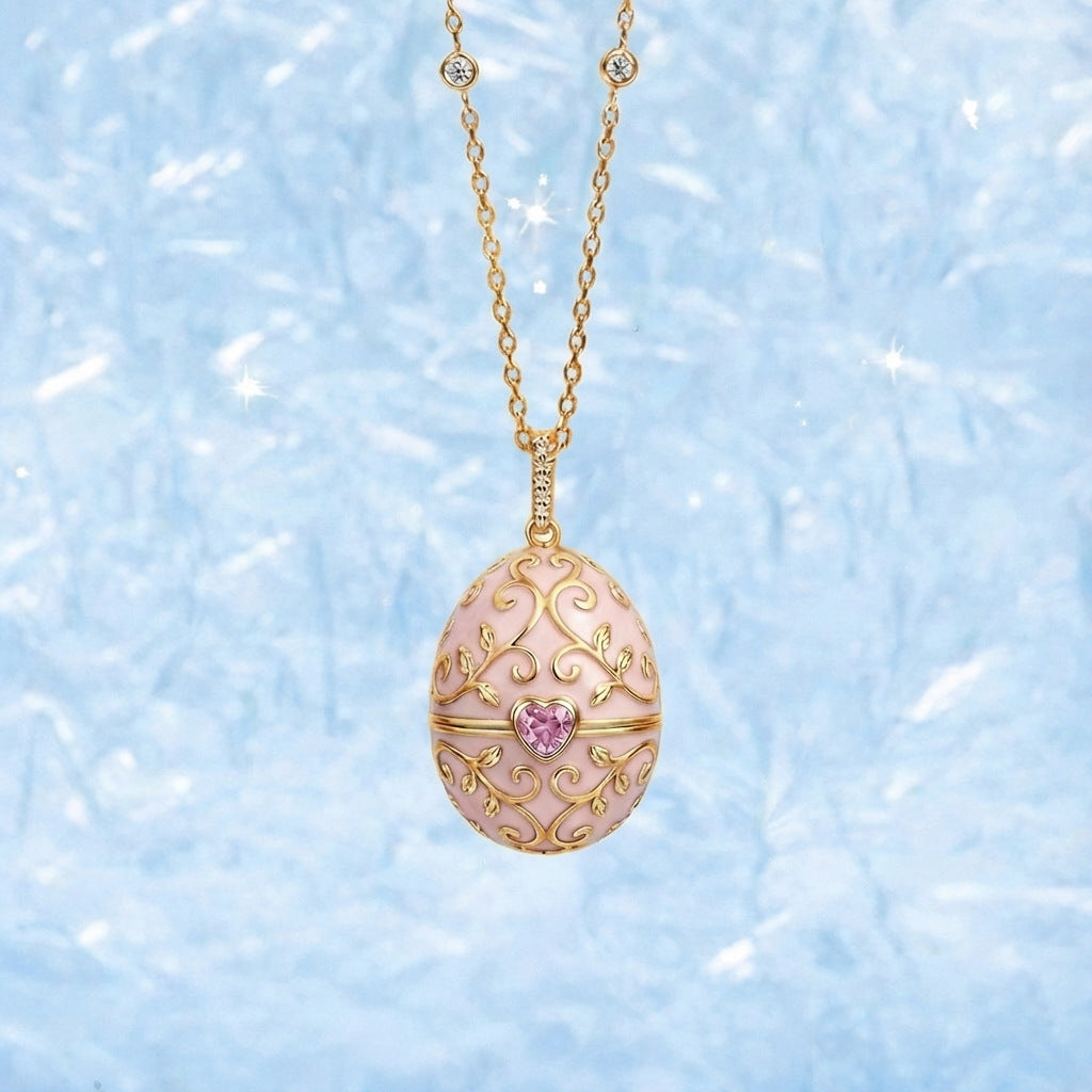 Enameled Egg Pendant Necklace