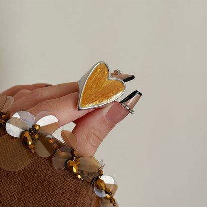 Kelsy Enamel Heart Open Ring