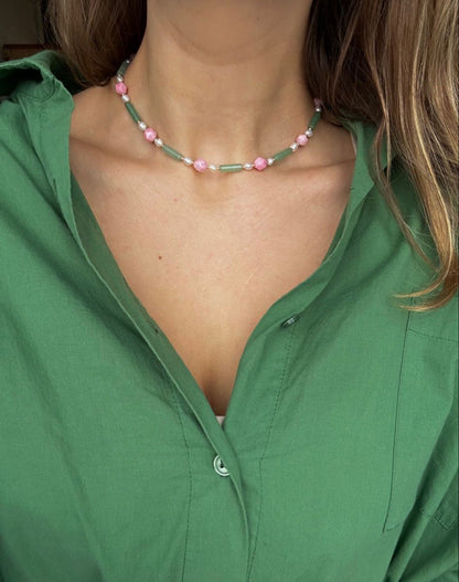 Clara Jade &amp; Pearl Beaded Necklace