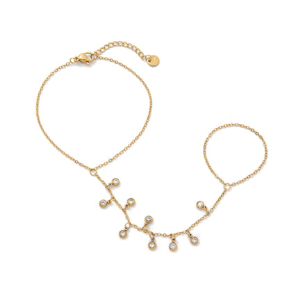 Elliette Gold Plated Finger Chain Bracelet