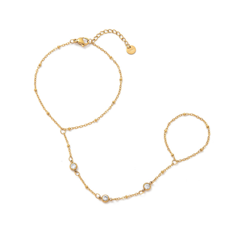 Elliette Gold Plated Finger Chain Bracelet