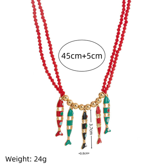 Ashlynne Enamel Koi Charm Necklace