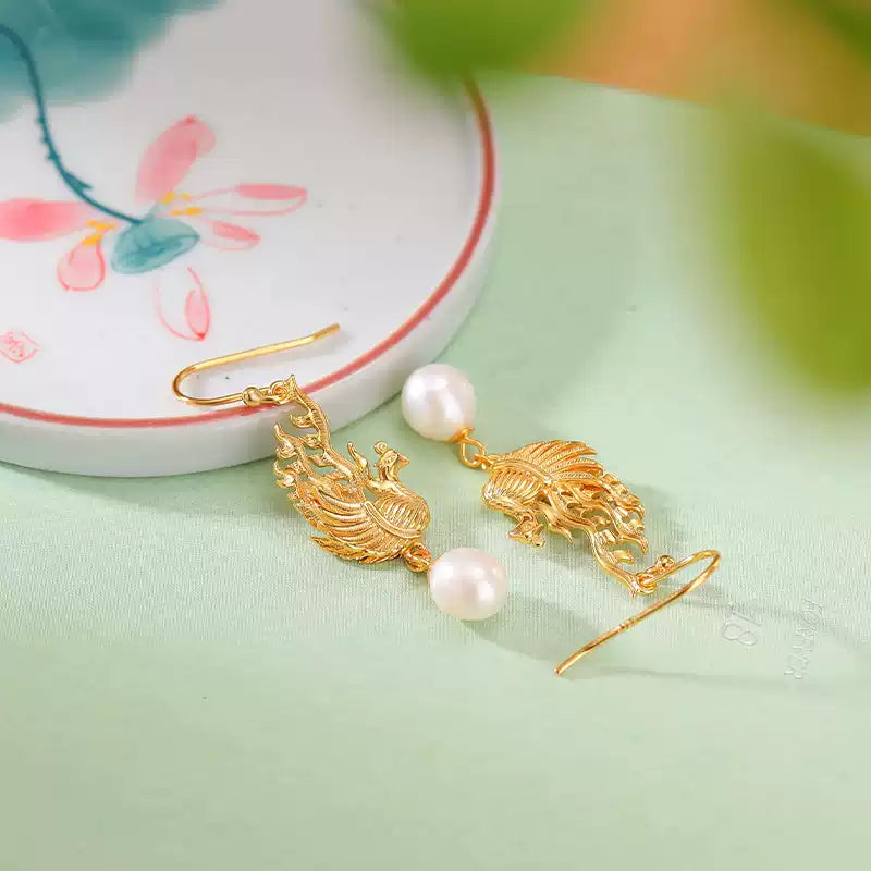 Pearl Phoenix Dangle Earrings