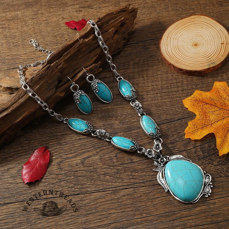 Turquoise Necklace and Earrings Set