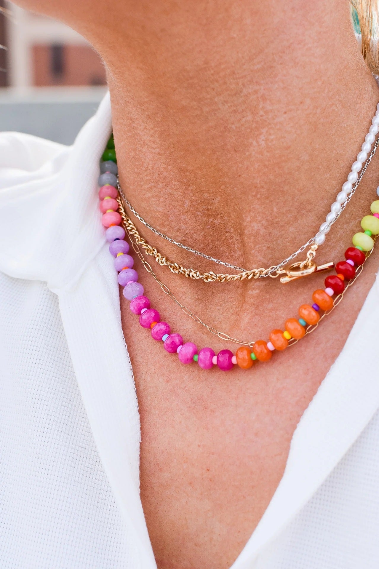 Lydia Rainbow Stone Necklace