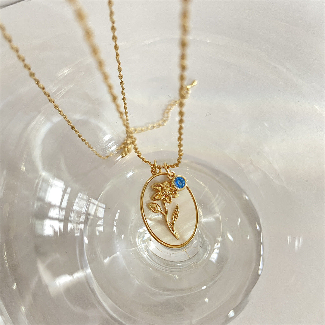 Anslee Mother-of-pearl Birth Flower Necklace