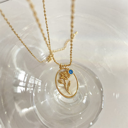 Anslee Mother-of-pearl Birth Flower Necklace