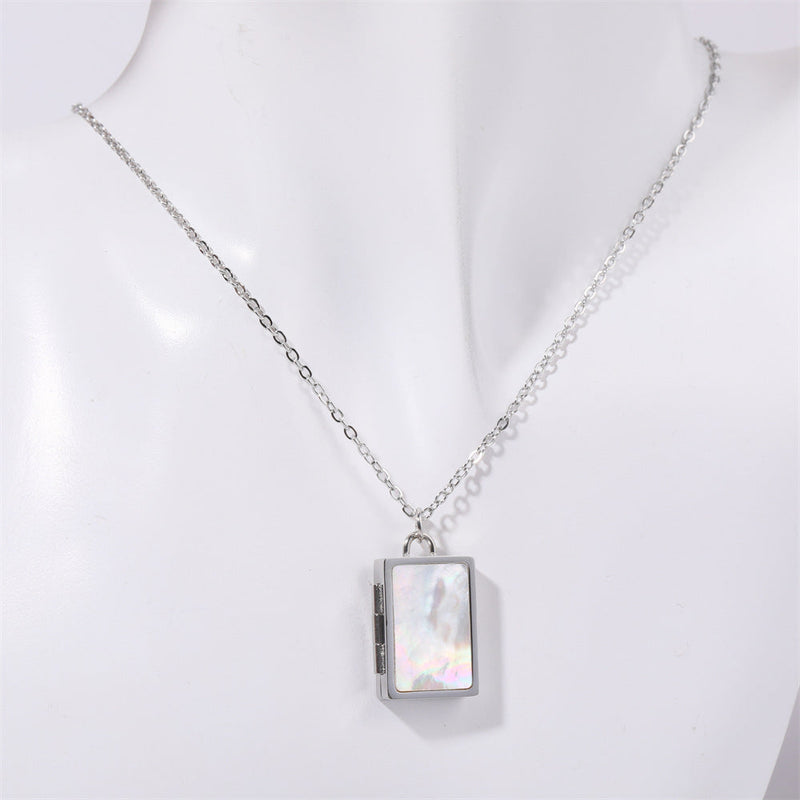 Butterfly Shell Locket Necklace