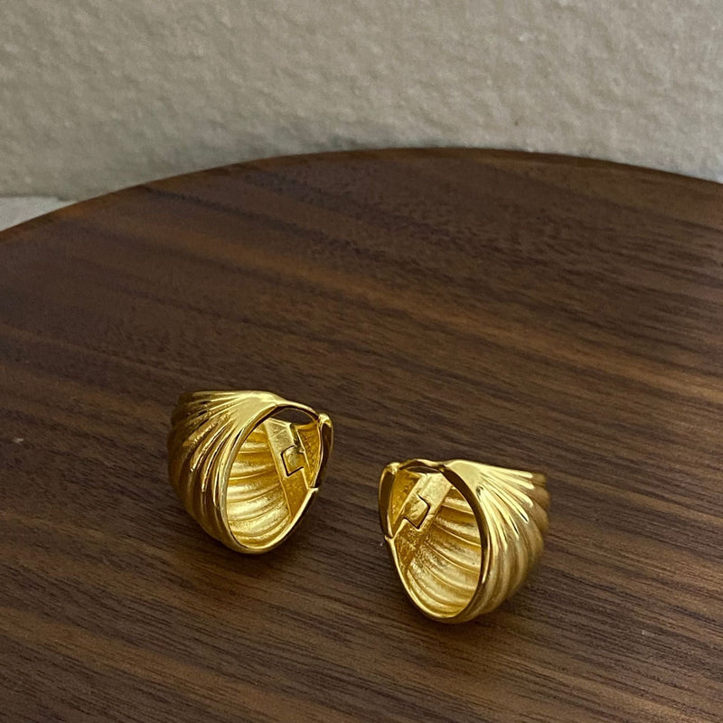 Audree Textured Shell Hoops
