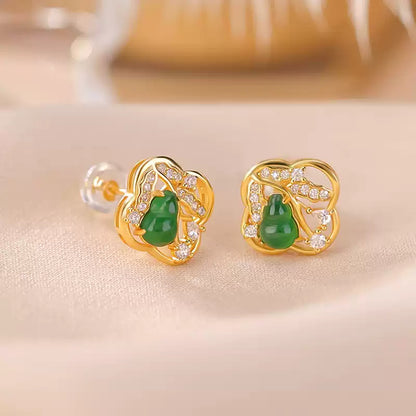 Lena Emerald Blossom Stud Earrings