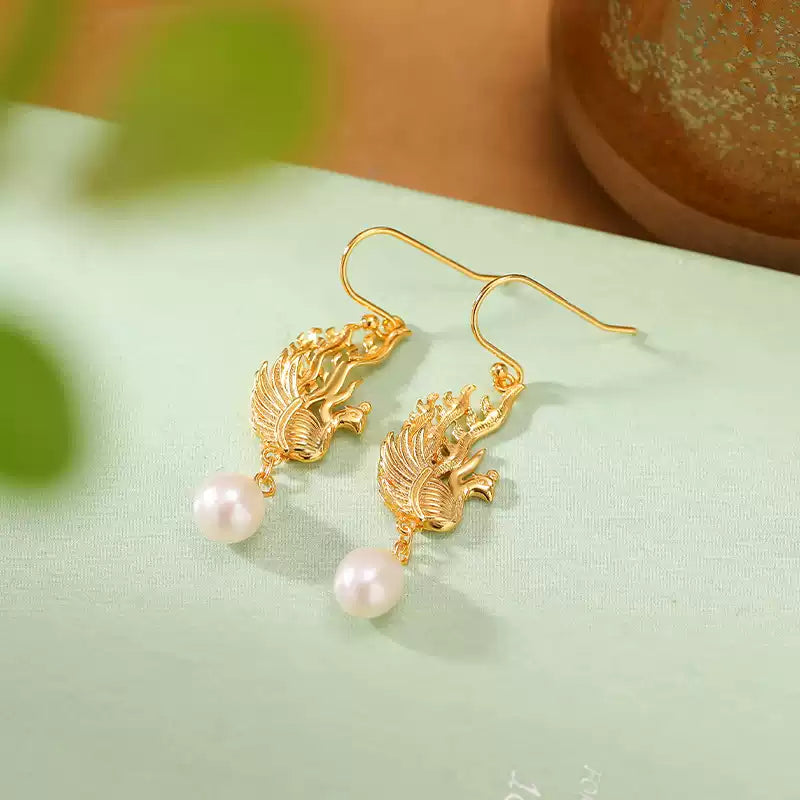 Pearl Phoenix Dangle Earrings