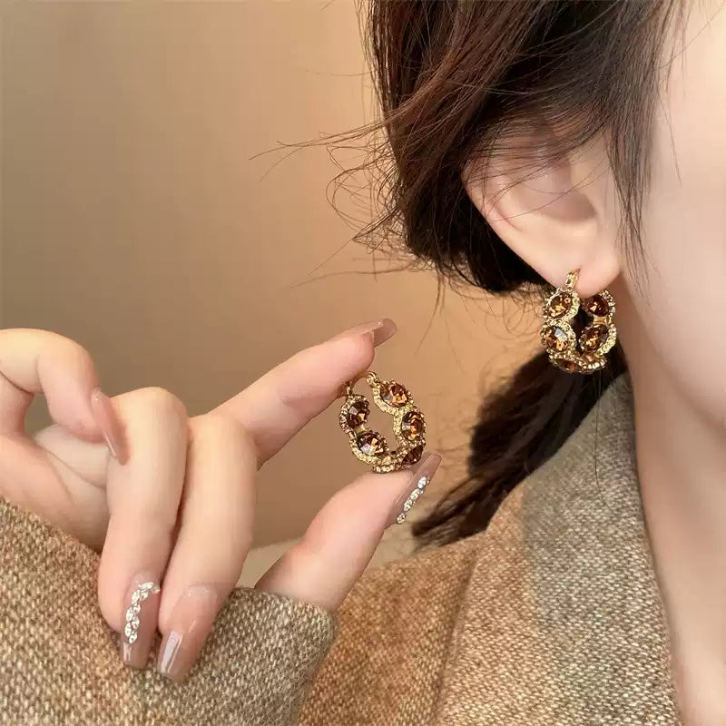 Aza Gold-plated Rhinestone Earrings