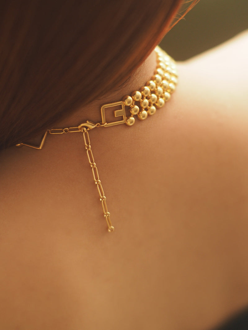 Tayah Golden Beaded Choker Necklace