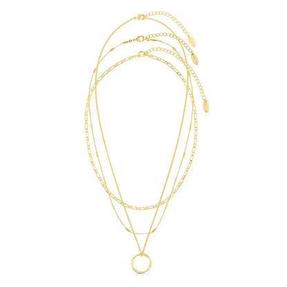 Open Circle Three Row Necklace