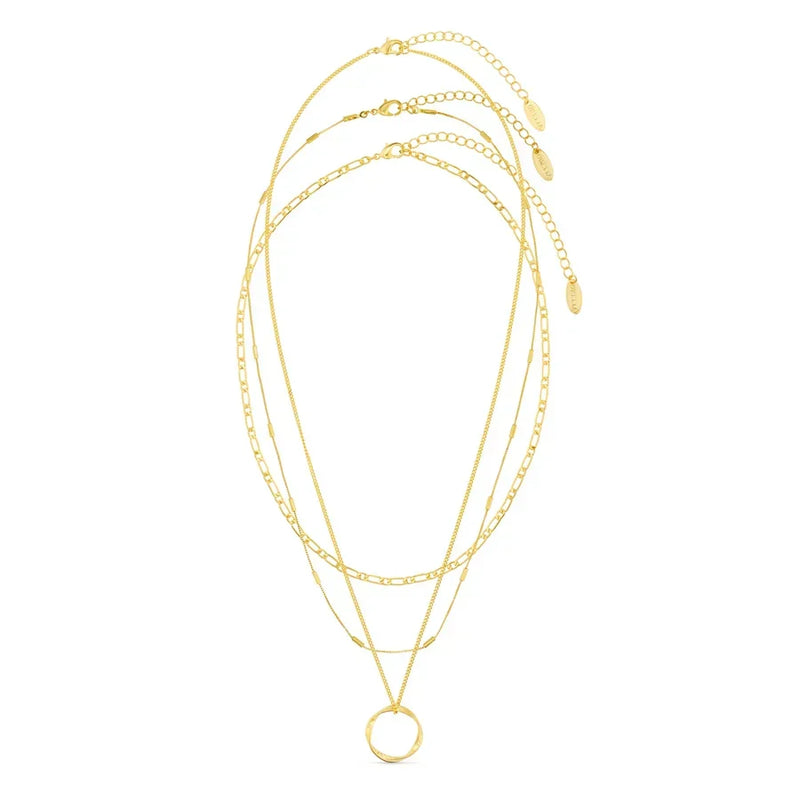 Open Circle Three Row Necklace
