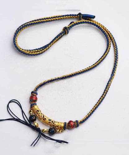 Original Design Colorblock Sterling Silver Overgild Beeswax Roundel Pendant Necklace Gh1059