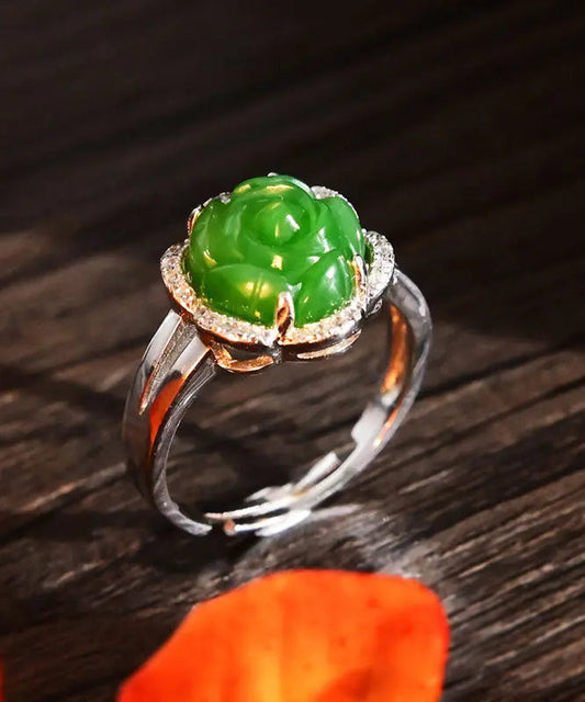 Green Sterling Silver Jade Zircon Rings