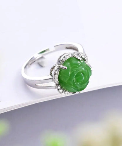Green Sterling Silver Jade Zircon Rings