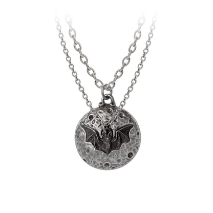 Luna Roost Bat and Moon Paired Necklaces by Alchemy Gothic.