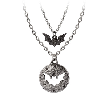Luna Roost Bat and Moon Paired Necklaces by Alchemy Gothic.