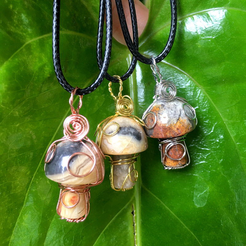 Wire Wrapped Mushroom Necklace