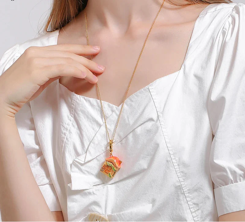Rabbit & Mushroom House Necklace