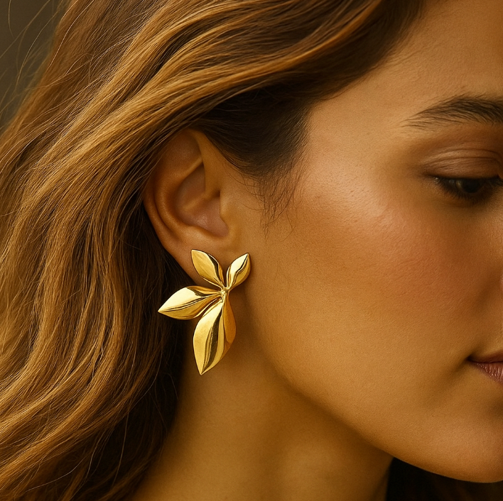 "olivietta" European Gold Leaf Earrings