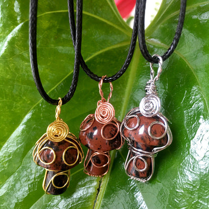 Wire Wrapped Mushroom Necklace