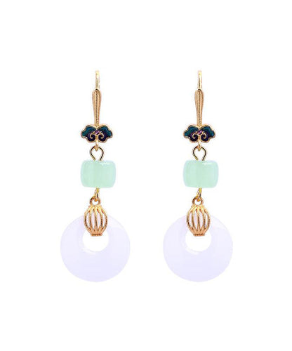 Style Gold Ancient Gold Jade Auspicious Clouds Drop Earrings Kx1060