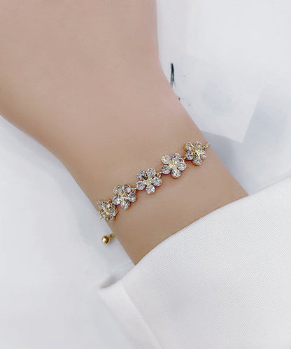 Stylish Gold Copper Overgild Zircon Charm Bracelet