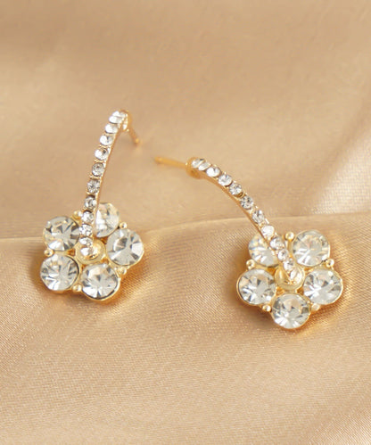 Stylish Gold Copper Overgild Zircon Stud Earrings