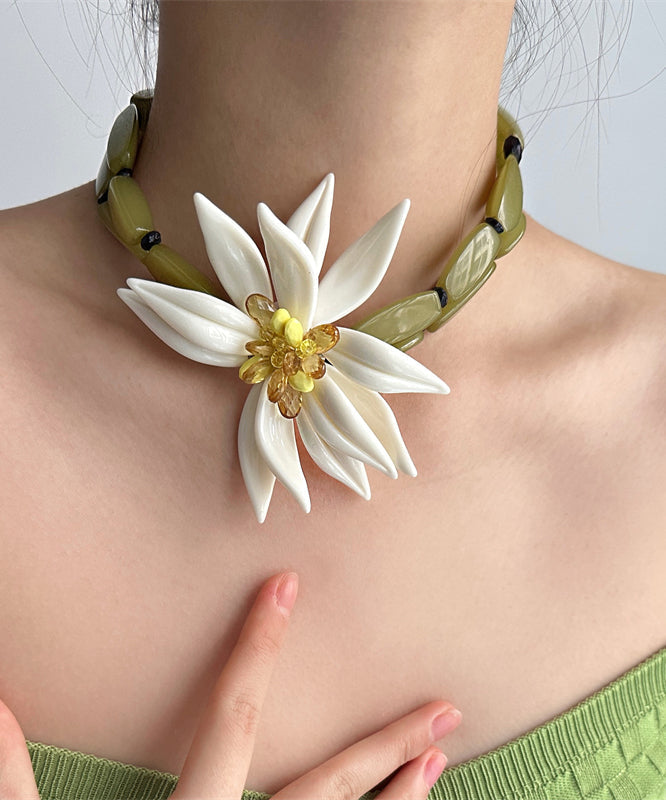 Stylish Green Acrylic Alloy Bamboo Nodes Double Layer Pendant Necklace